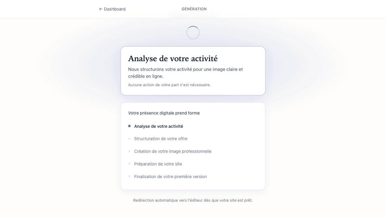 Génération d’un site professionnel dans SWIPOOL
