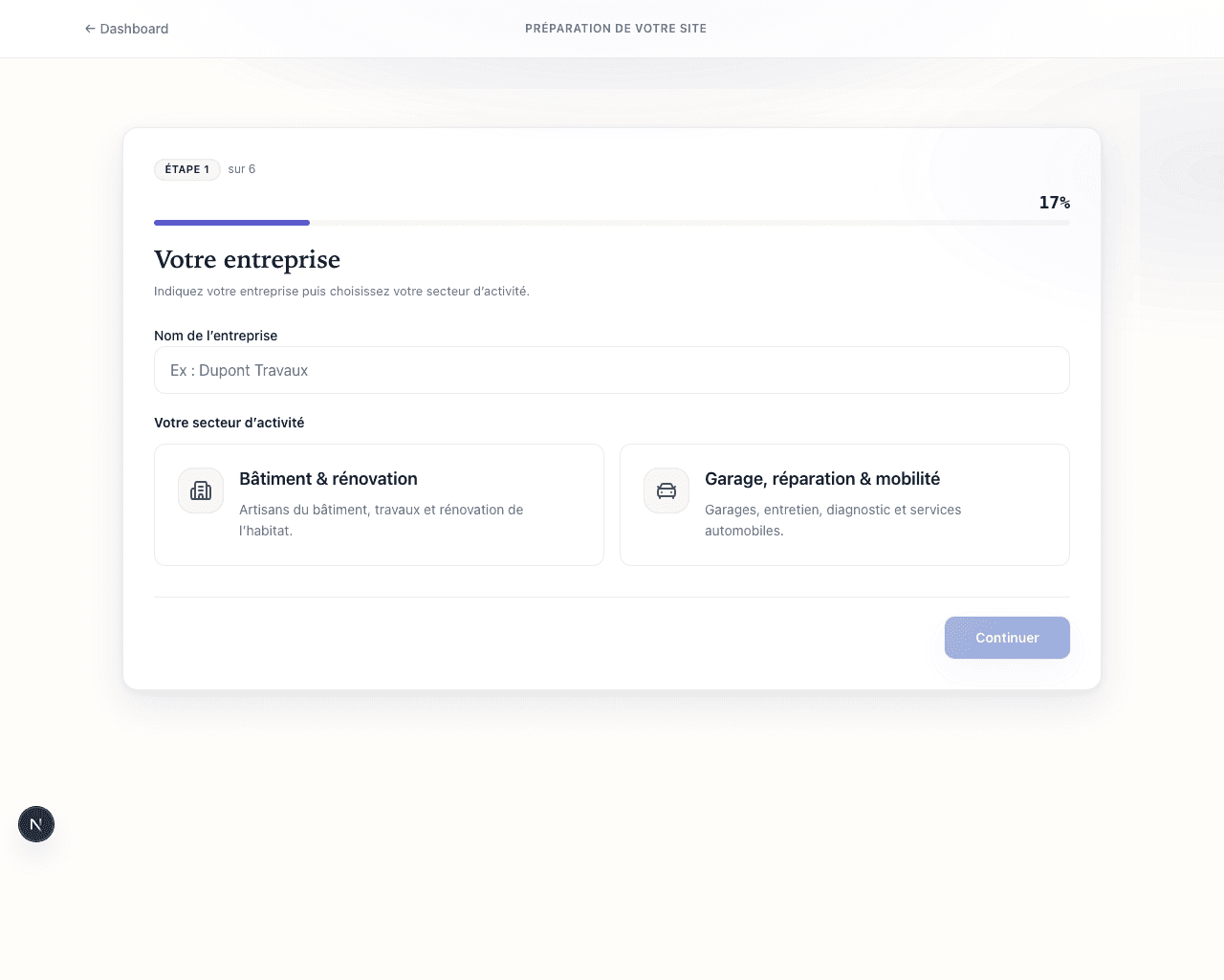 Questionnaire SWIPOOL avec les secteurs Bâtiment et Garage